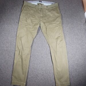 J.Crew Chino Pants Mens 34x32 Olive Green Flat Front Straight Leg 0313